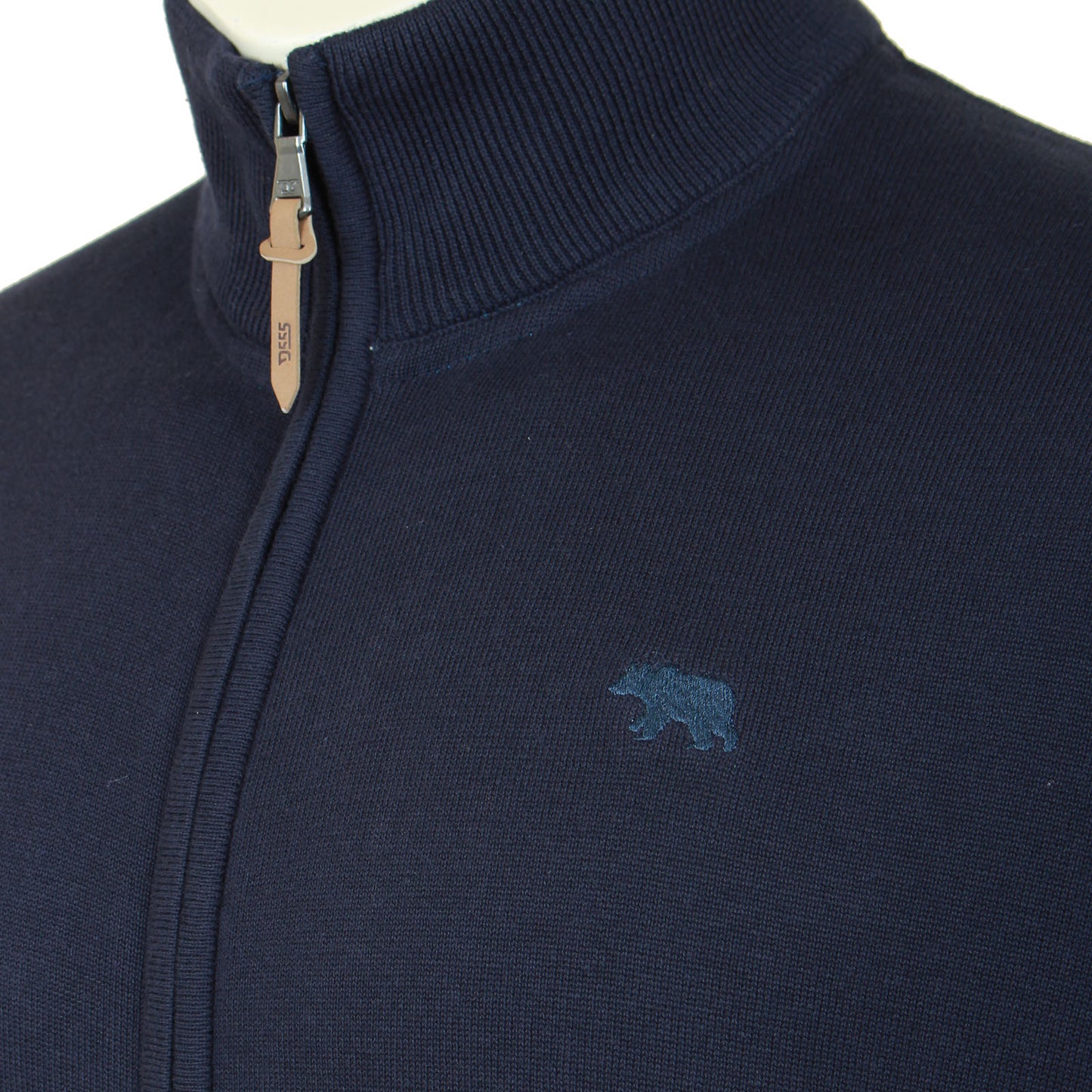 D555 Plus Size Franco Basic Zip Through Sweater Navy