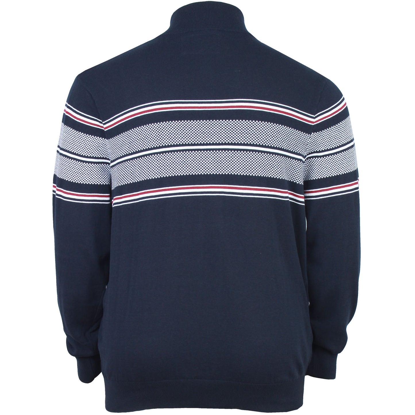 Kam Jeans Plus Size Kbs93 1/4 Stripe Knit Sweater Navy