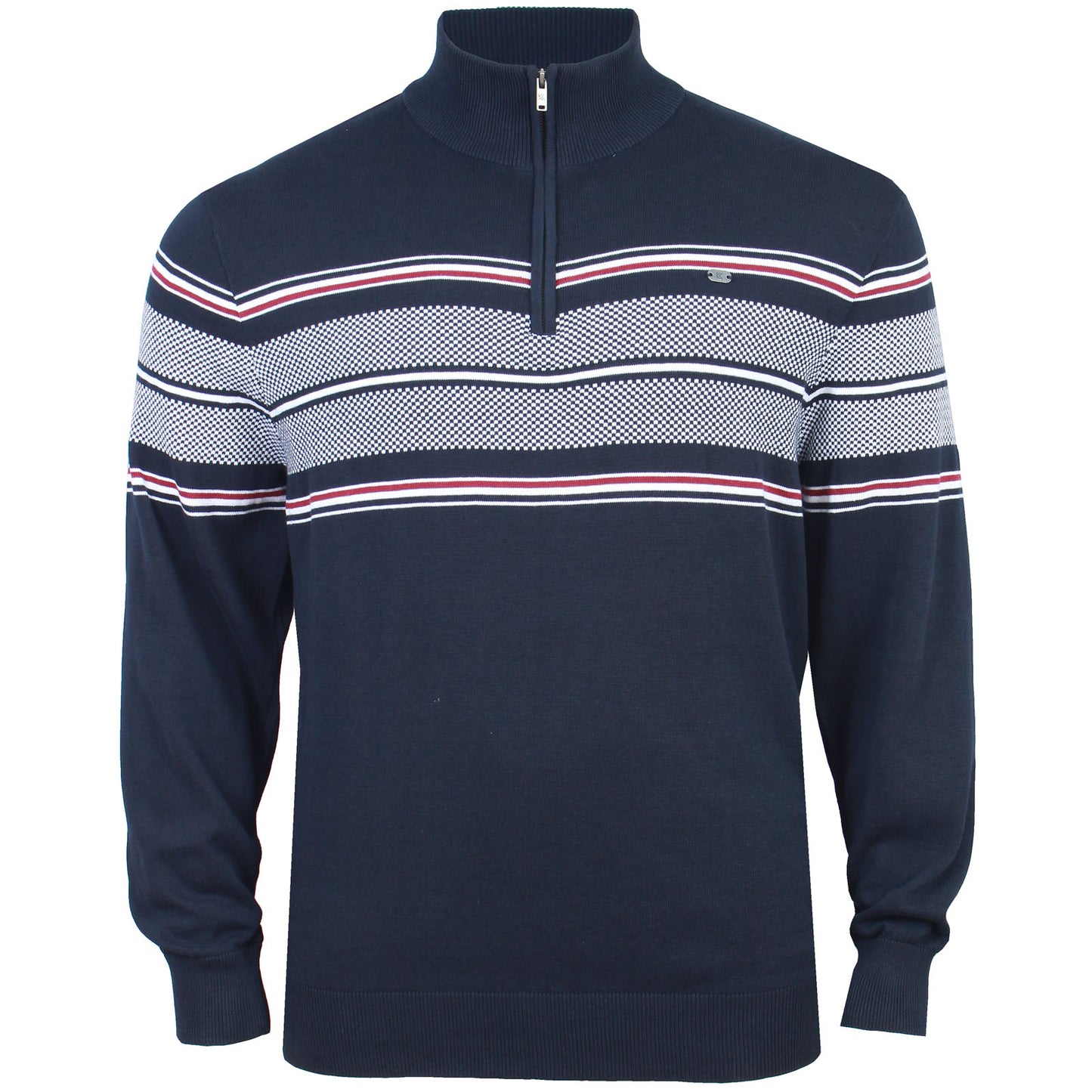Kam Jeans Plus Size Kbs93 1/4 Stripe Knit Sweater Navy