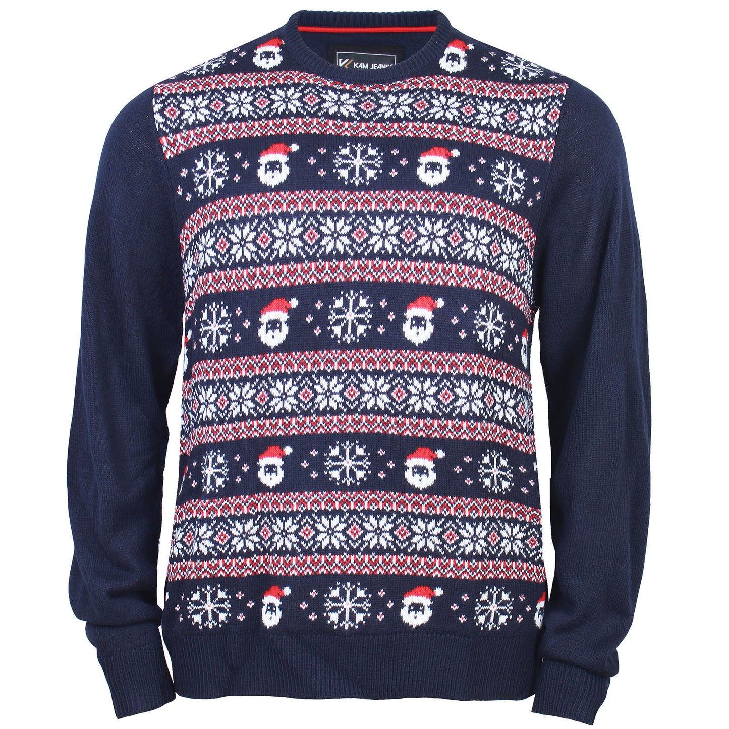 Kam Jeans Plus Size Kbsx032 Snowflake Santa Xmas Jumper Navy