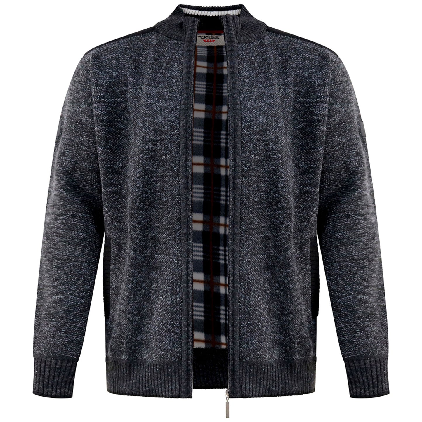D555 Plus Size Dereham Knitted Zip Sweater Charcoal Marl