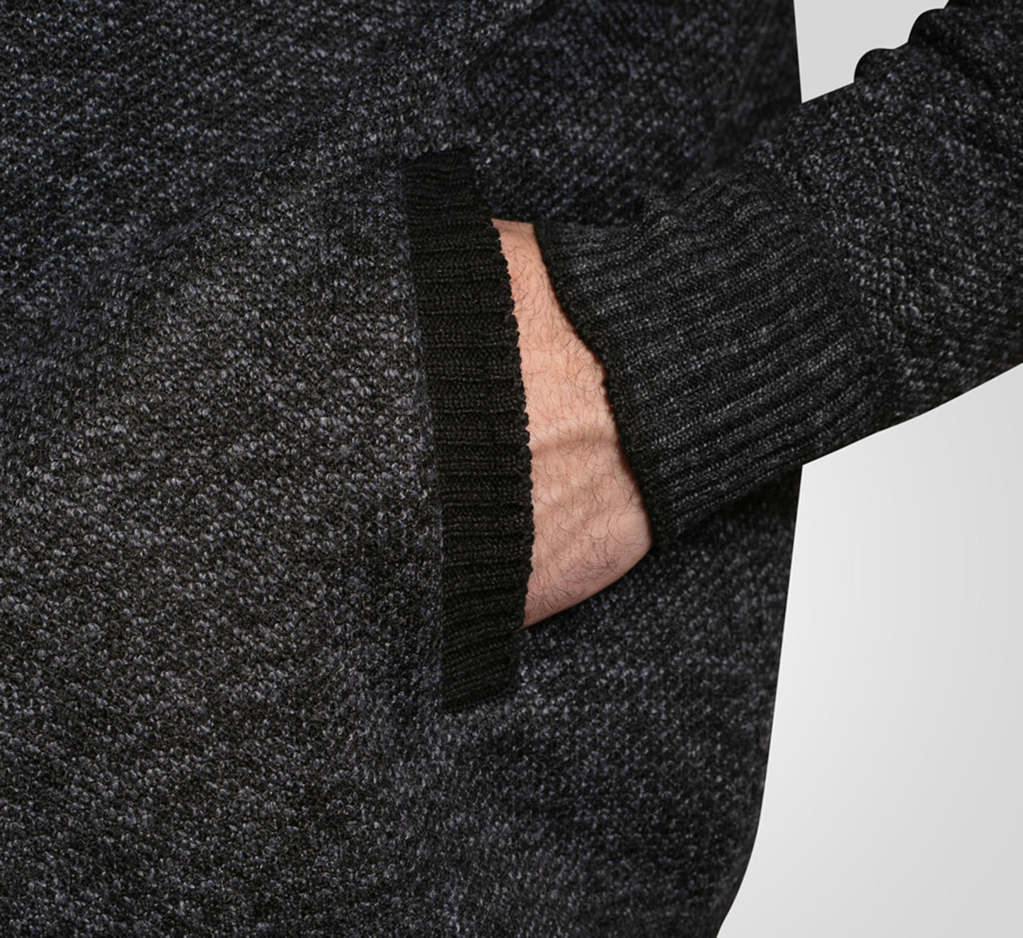 D555 Plus Size Dereham Knitted Zip Sweater Charcoal Marl
