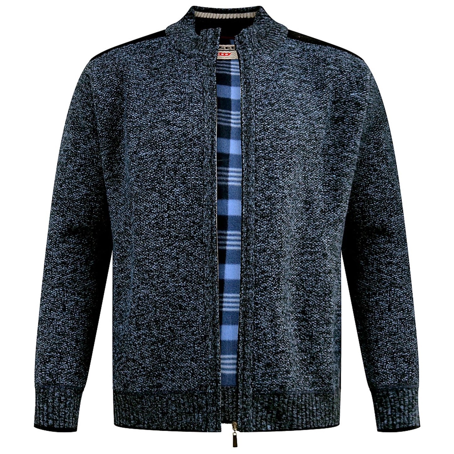 D555 Plus Size Dereham Knitted Zip Sweater Blue Marl