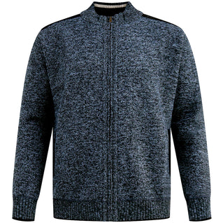 D555 Plus Size Dereham Knitted Zip Sweater Blue Marl