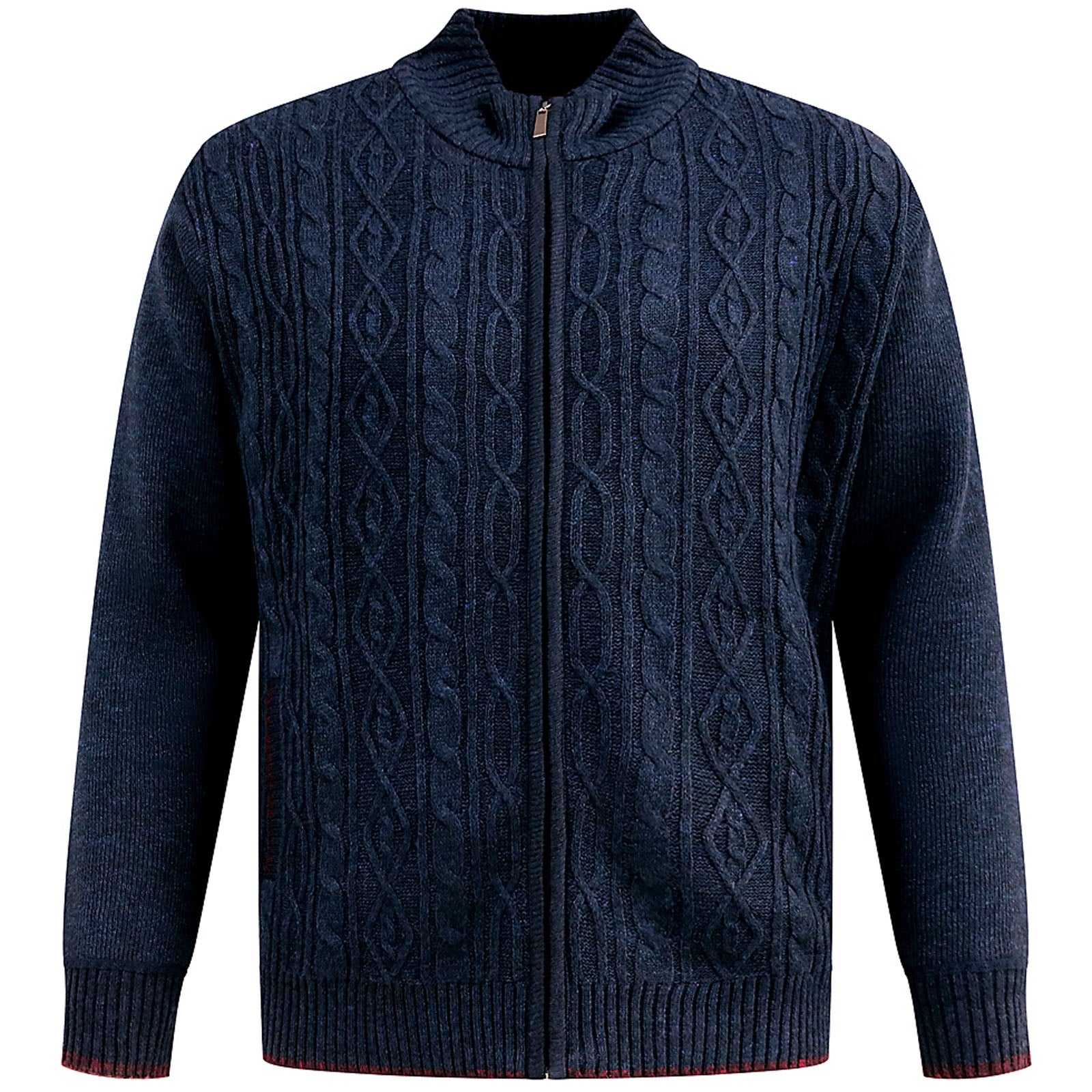 D555 Plus Size Gillingham Cable Knit Zip Sweater Navy Marl – Bigboys
