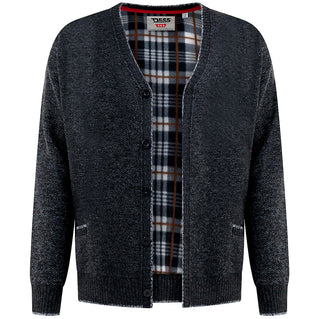D555 Plus Size Guy Knitted Cardigan Charcoal Marl
