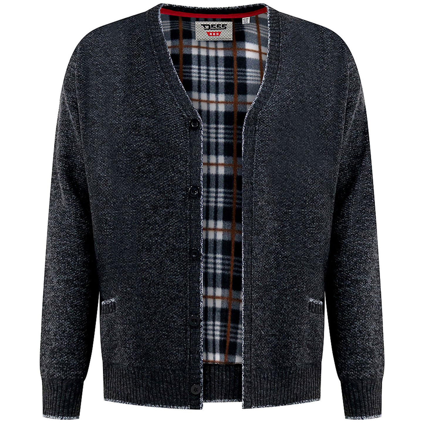 D555 Plus Size Guy Knitted Cardigan Charcoal Marl