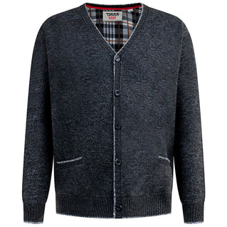 D555 Plus Size Guy Knitted Cardigan Charcoal Marl
