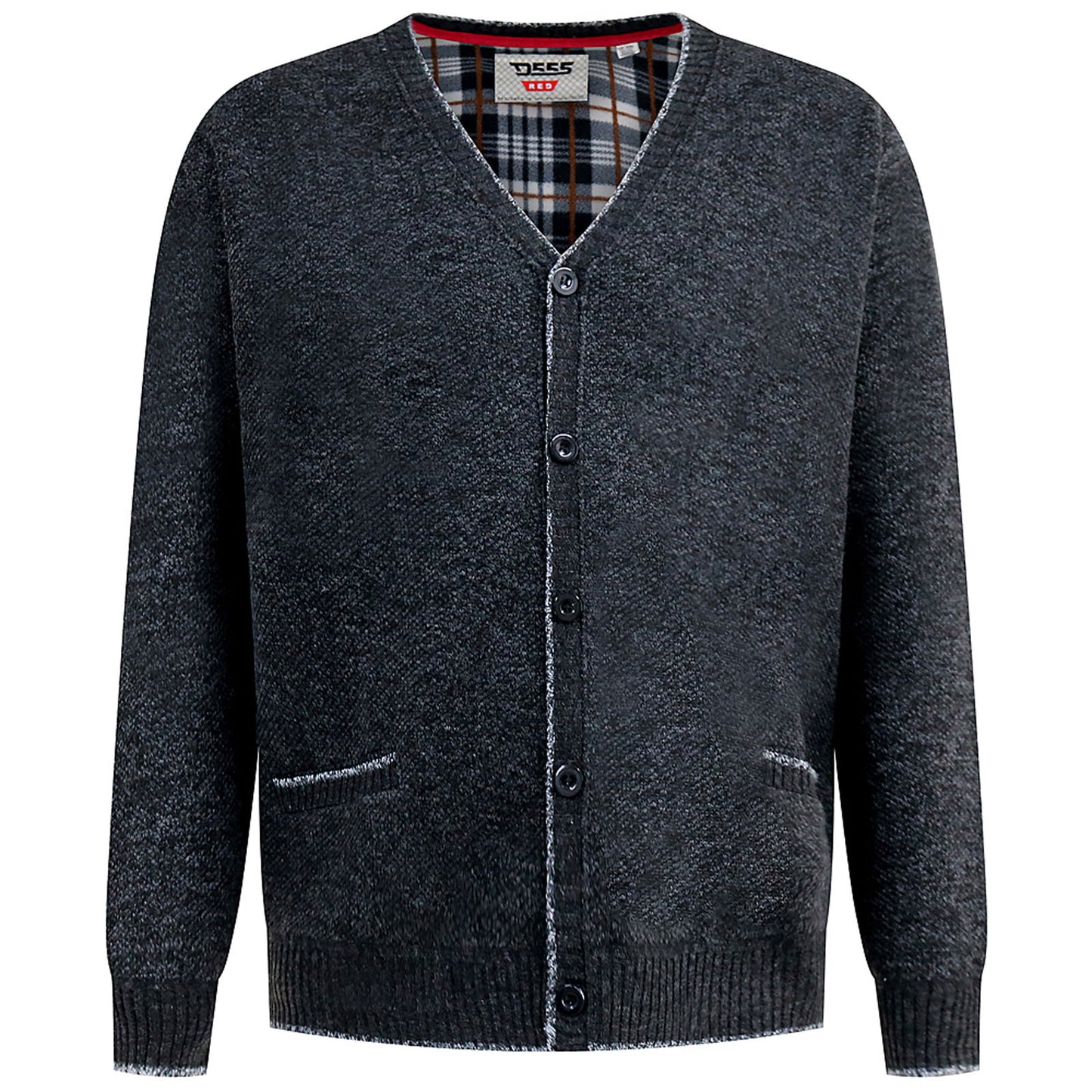 D555 Plus Size Guy Knitted Cardigan Charcoal Marl