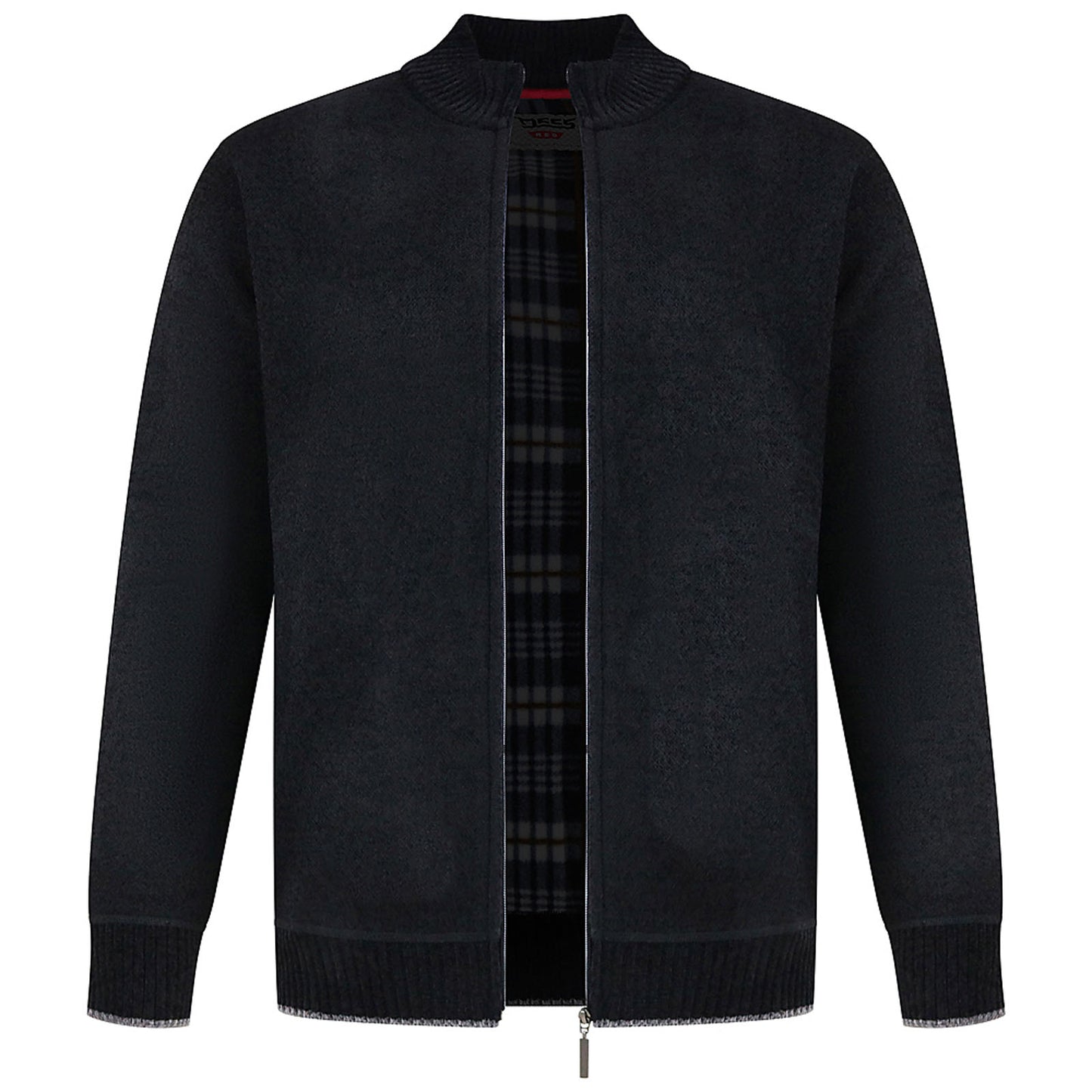D555 Plus Size Enrique Knitted Chenille Zip Sweater Black