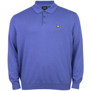 Lyle & Scott Plus Size Cotton Merino Long Sleeve Knitted Polo Twilight