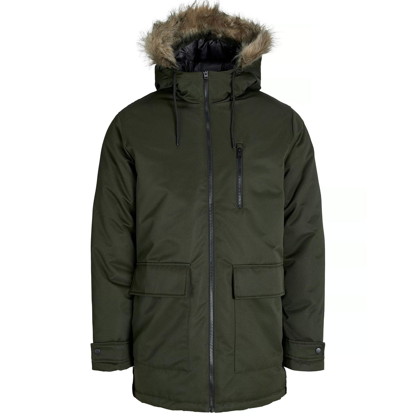 Jack & Jones Plus Size Charlie Detachable Faux Fur Trim Parka Rosin