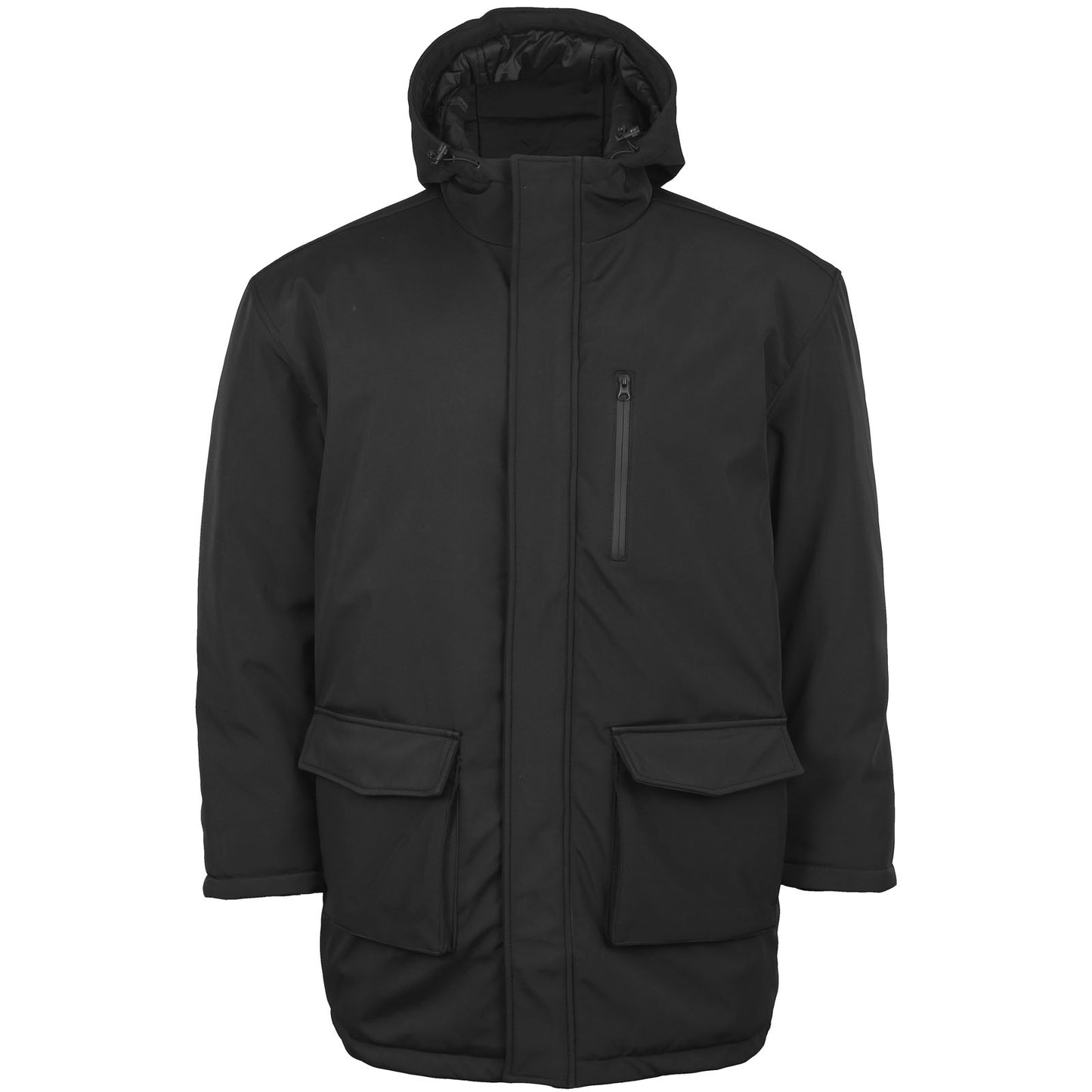 Kam Jeans Plus Size Kv114 Long Quilted Soft Shell Coat Black