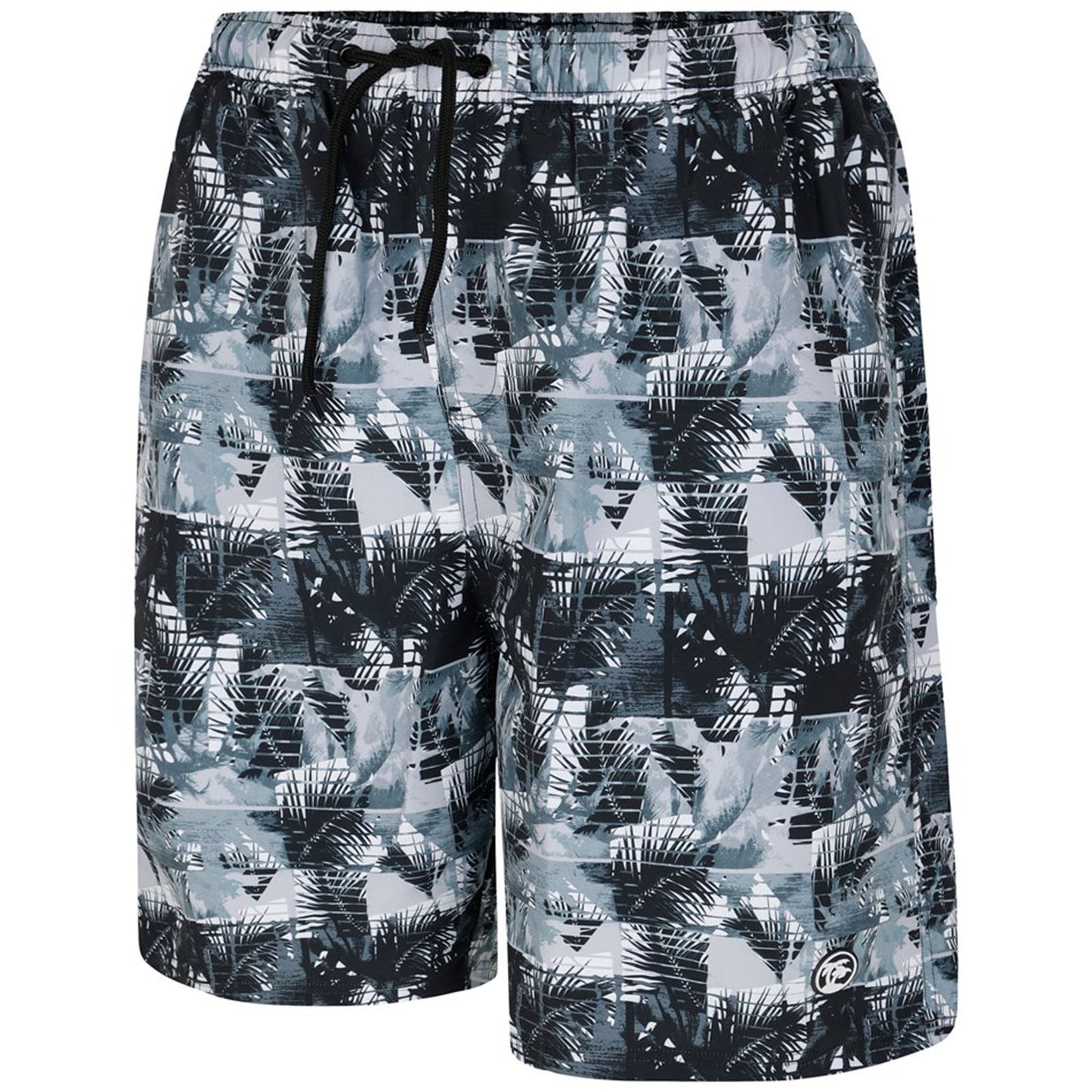 Espionage Plus Size Monochrome Print Cargo Swim Shorts Black