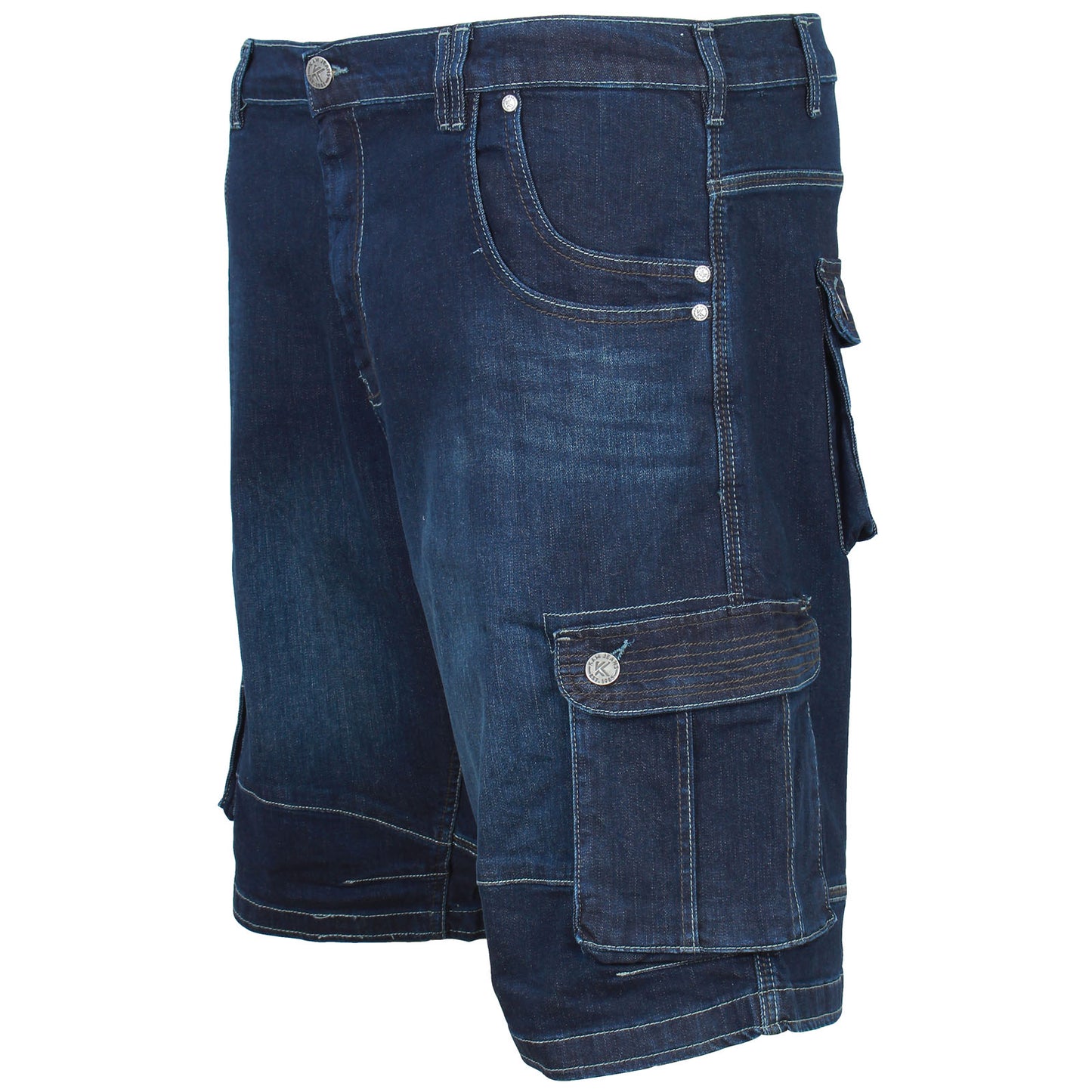 Kam Jeans Plus Size Ivan Denim Stretch Cargo Shorts Dark Used