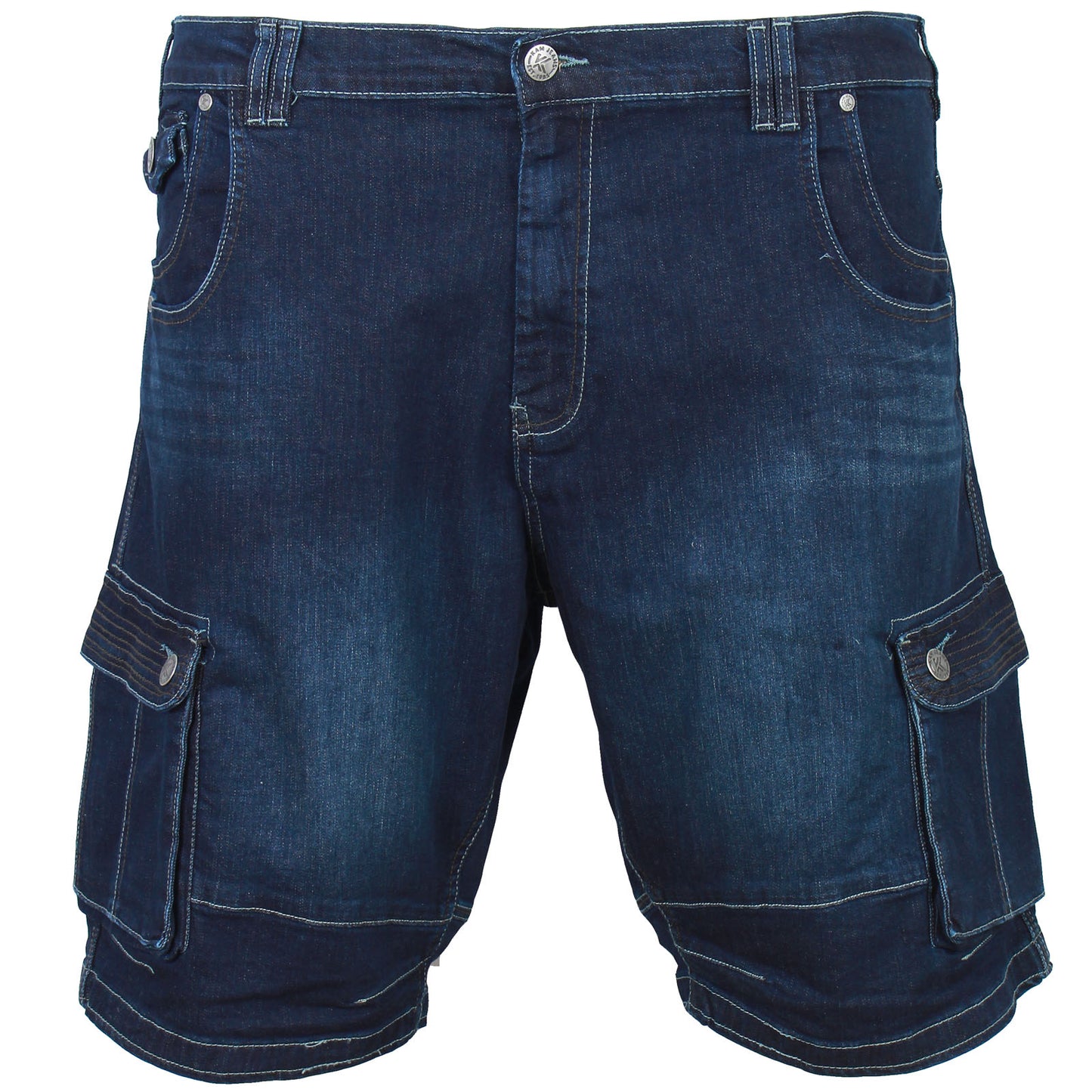 Kam Jeans Plus Size Ivan Denim Stretch Cargo Shorts Dark Used