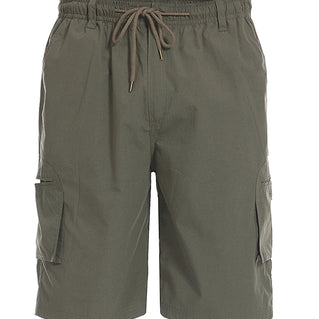 D555 Plus Size Nick Shaped Pocket Cargo Shorts Khaki