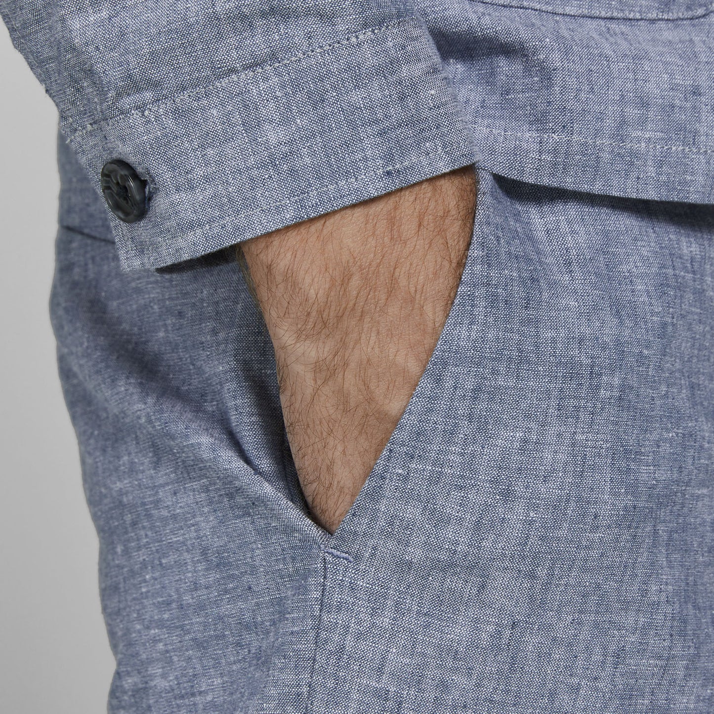 Jack & Jones Plus Size Riviera Linen Slim Trousers Chambray Blue