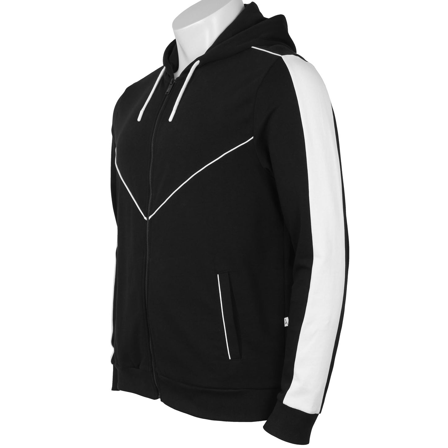 Studio A Plus Size Craig Piped Panel Zip Hoodie Black
