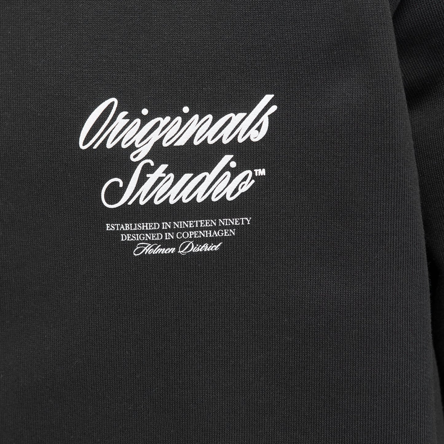 Jack & Jones Plus Size Norrebro Typo Back Print Hoodie Black