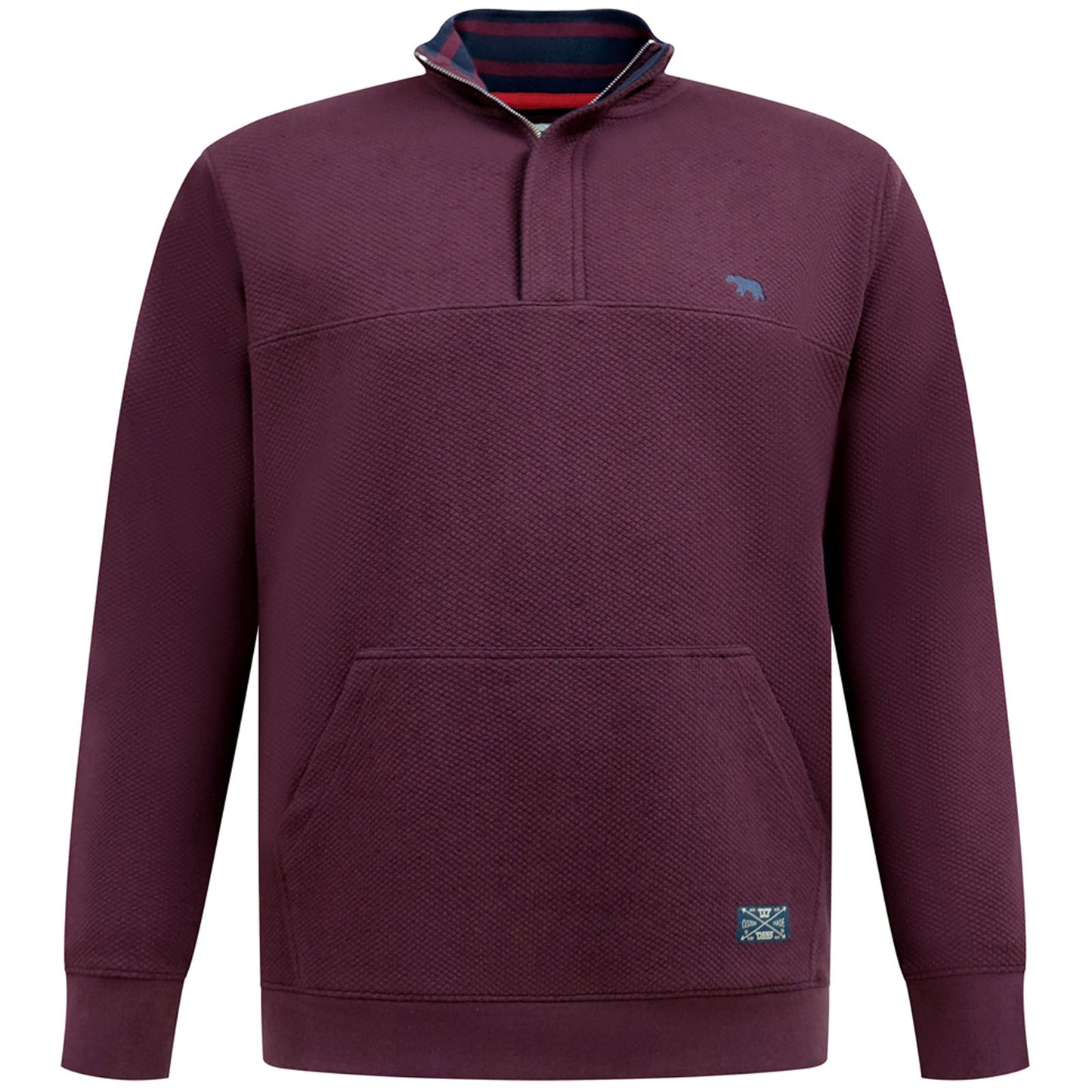 D555 Plus Size Lancaster Quilted 1/4 Zip Sweatshirt Burgundy