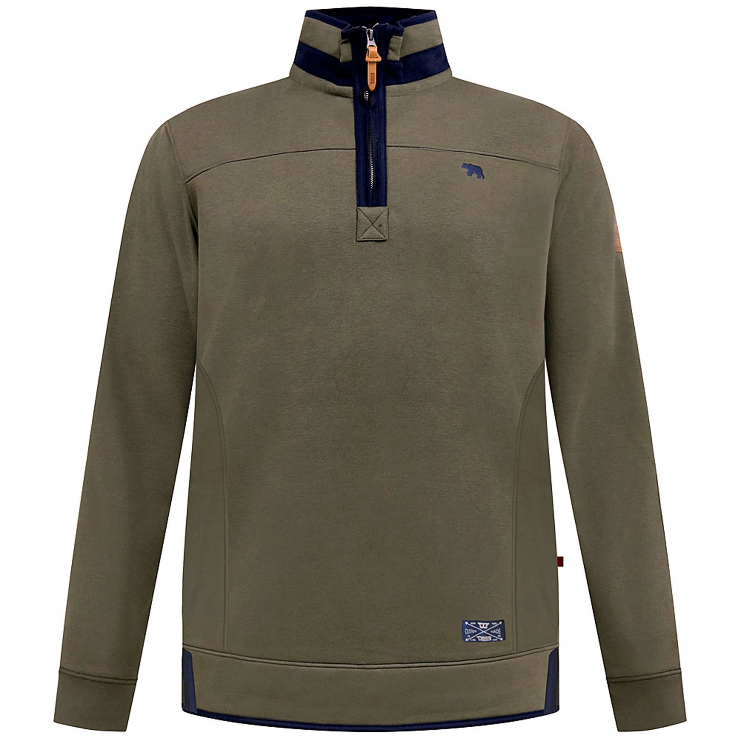 D555 Plus Size Leicester 1/4 Zip Sweatshirt Khaki