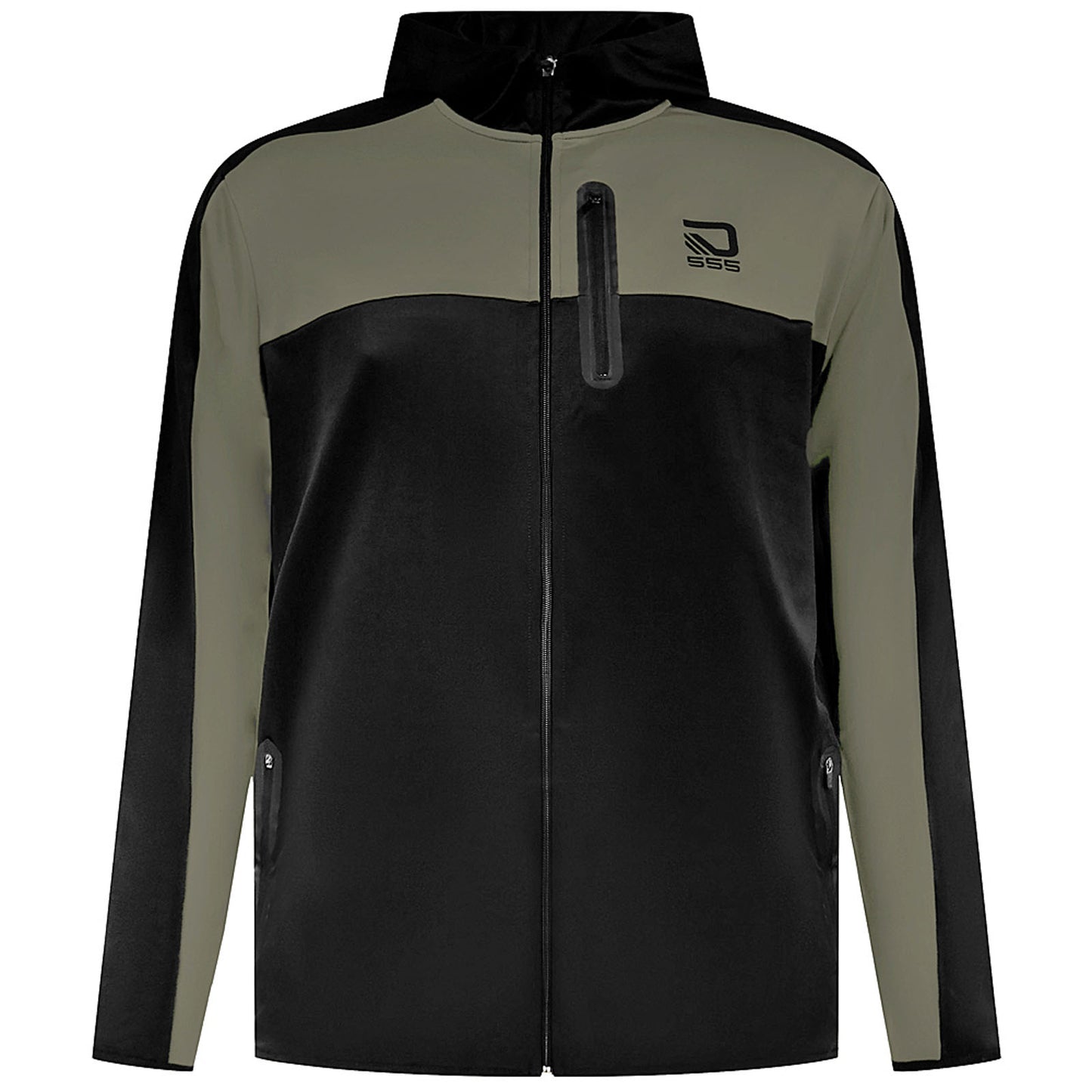 D555 Plus Size Southport Dry Wear Zip Hoodie Black/Khaki