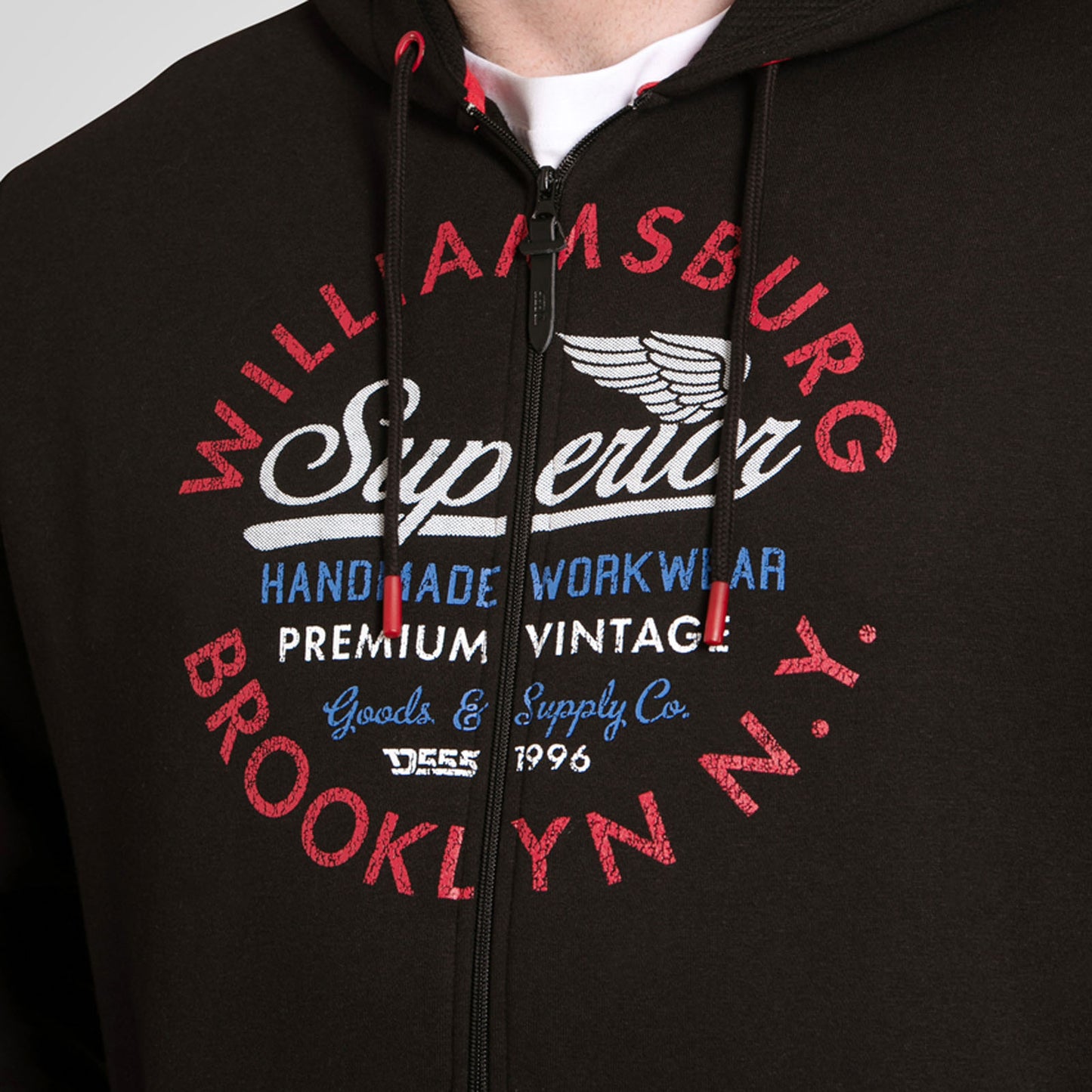 D555 Plus Size Southampton Full Zip Hoodie Black