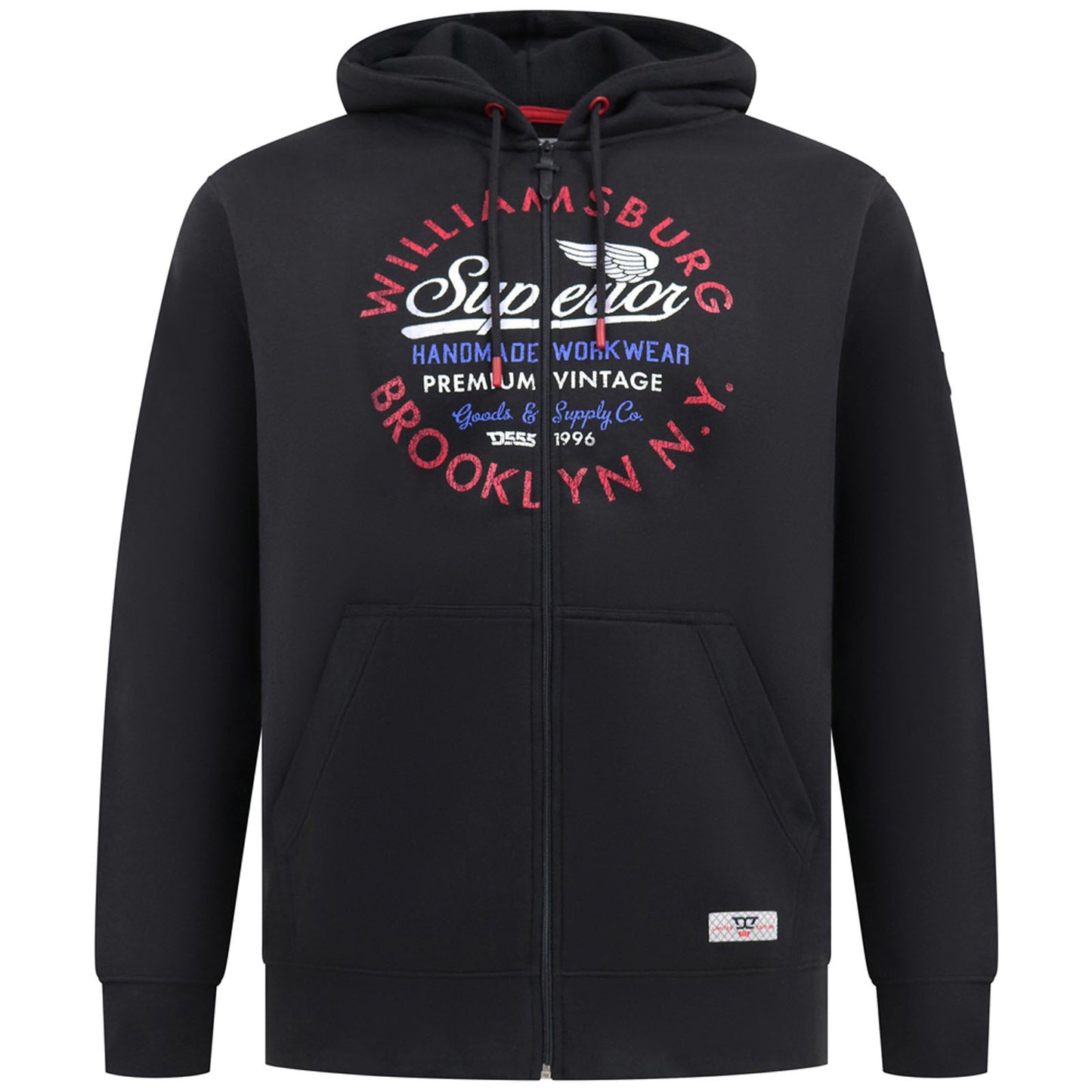 D555 Plus Size Southampton Full Zip Hoodie Black
