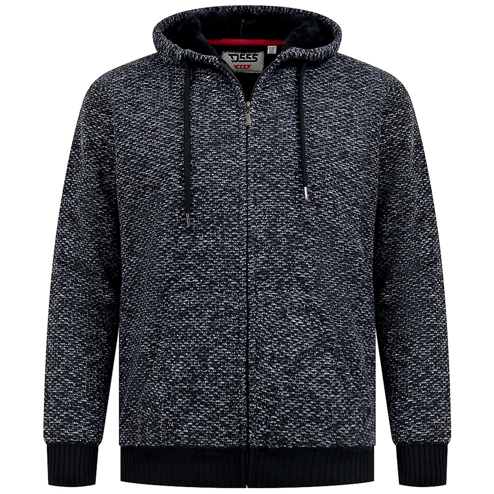 D555 Plus Size Fareham Knitted Zip Hoodie Black – Bigboys