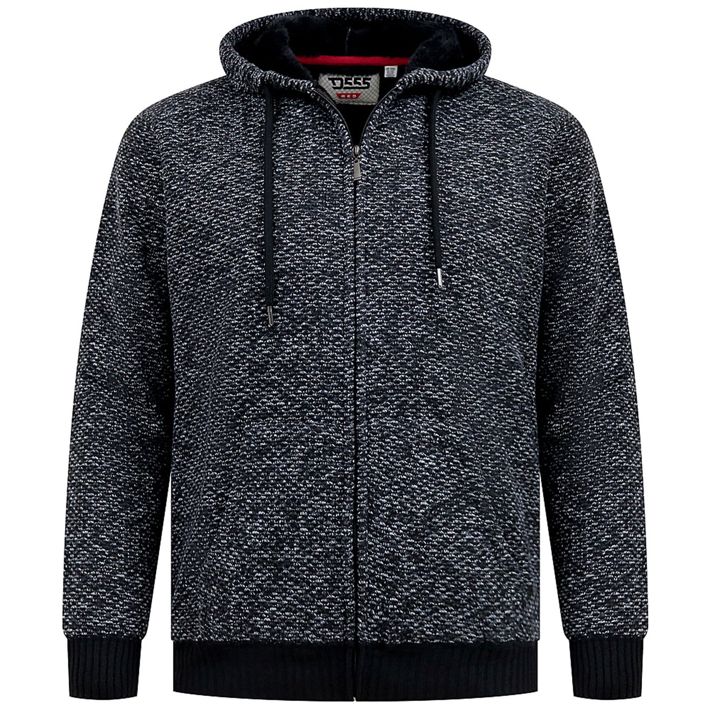 D555 Plus Size Fareham Knitted Zip Hoodie Black