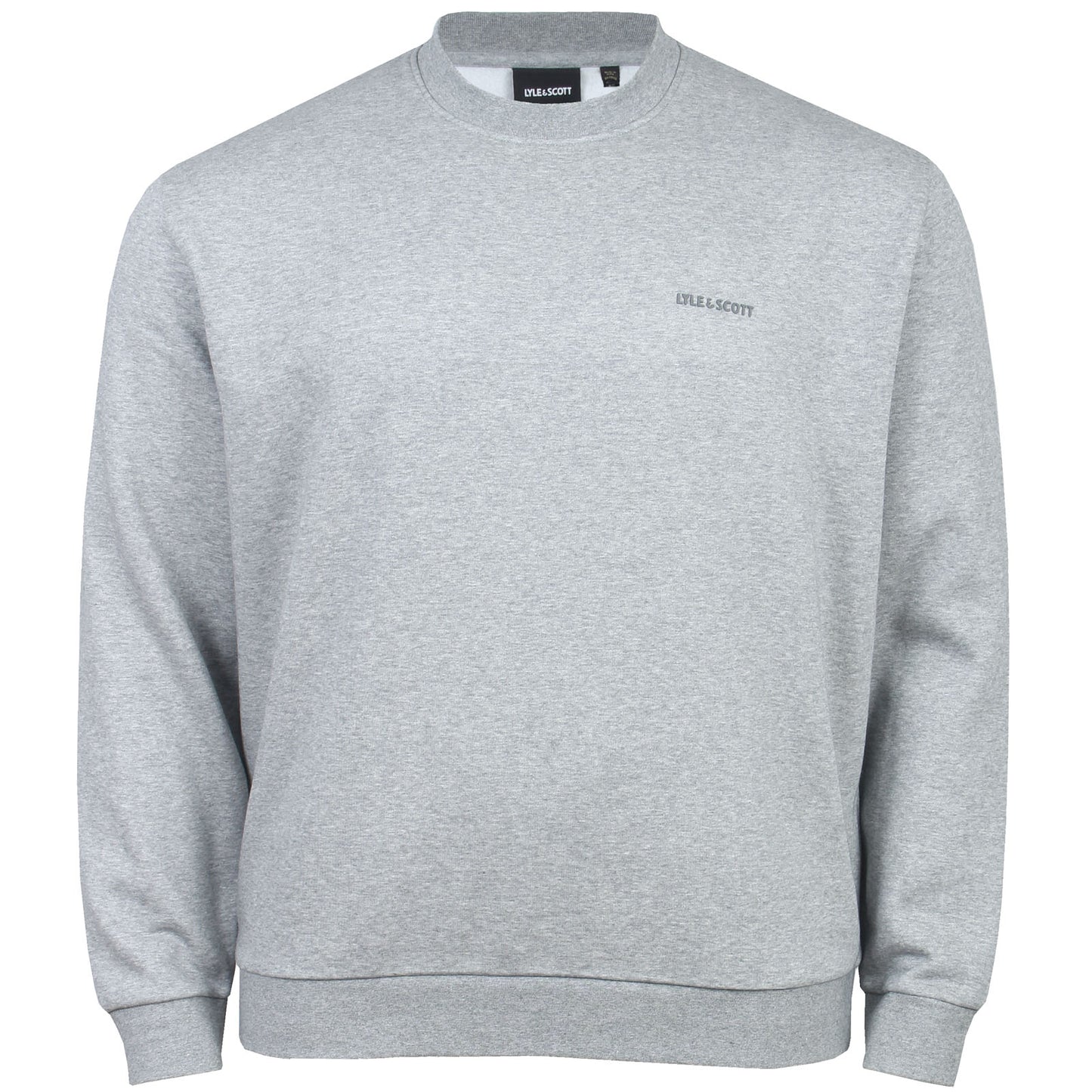 Lyle & Scott Plus Size Logo Brushback Crew Sweatshirt Mid Grey Marl
