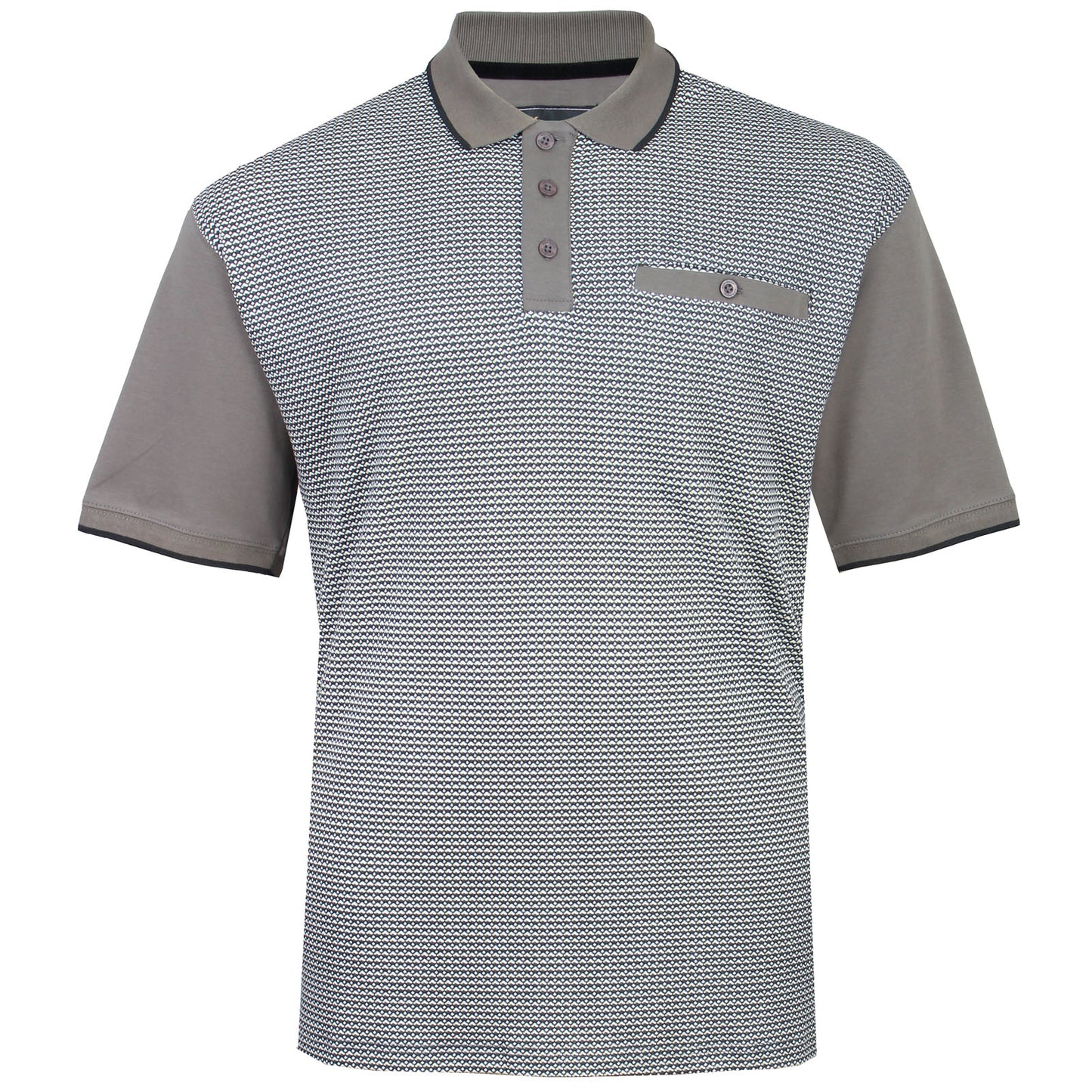 Kam Jeans Plus Size Smart Mini Geo Print Polo Taupe