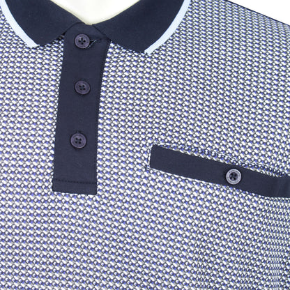 Kam Jeans Plus Size Smart Mini Geo Print Polo Navy
