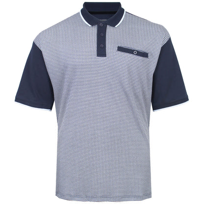 Kam Jeans Plus Size Smart Mini Geo Print Polo Navy