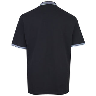 Kam Jeans Plus Size Textured Zip Up Polo Black