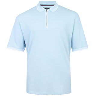 Kam Jeans Plus Size Textured Zip Up Polo Skyway