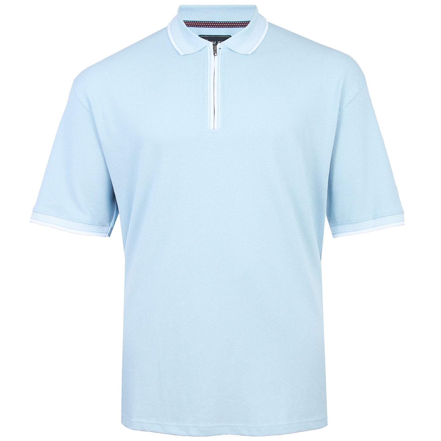 Kam Jeans Plus Size Textured Zip Up Polo Skyway