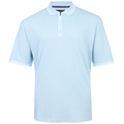 Kam Jeans Plus Size Textured Zip Up Polo Skyway