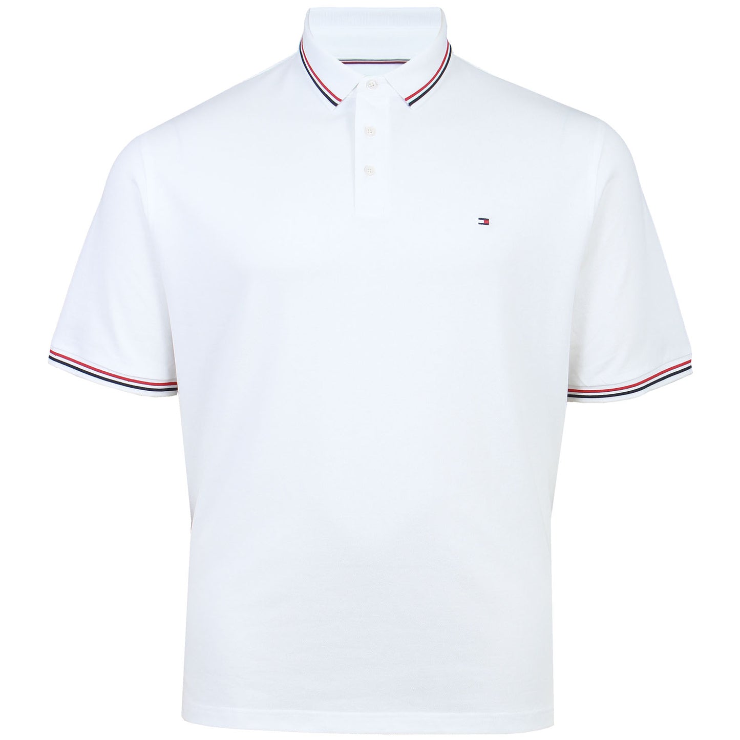 Tommy Hilfiger Plus Size Tipped Slim Fit Polo White