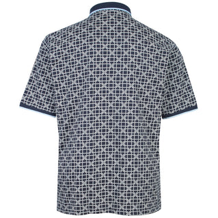Kam Jeans Plus Size Geo Print Polo Navy