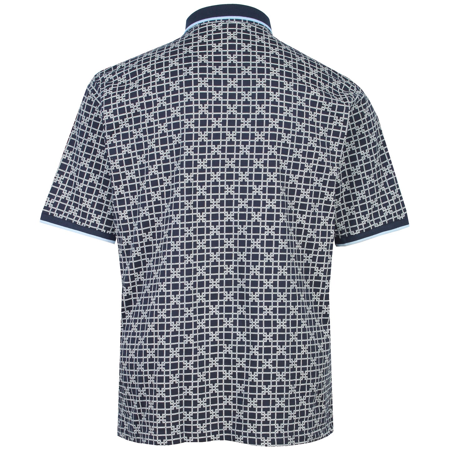 Kam Jeans Plus Size Geo Print Polo Navy