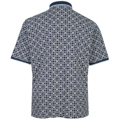 Kam Jeans Plus Size Geo Print Polo Navy