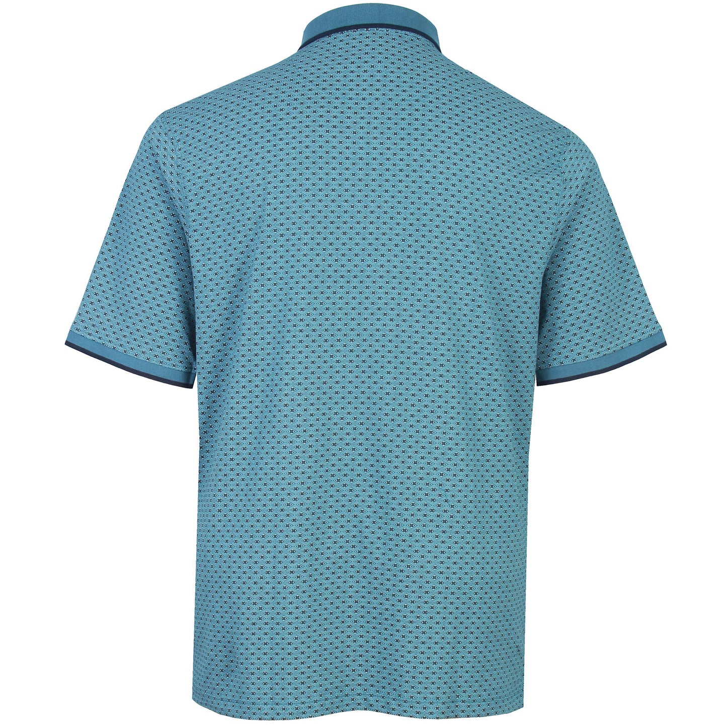 Kam Jeans Plus Size Geo Print Polo Pacific