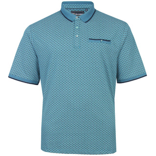 Kam Jeans Plus Size Geo Print Polo Pacific