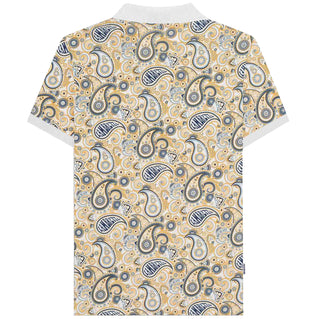 Lambretta Plus Size Paisley Brand Polo White/Navy