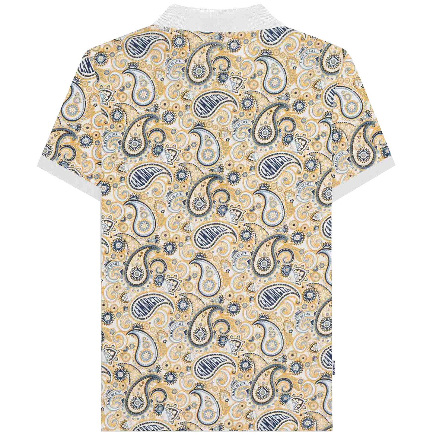 Lambretta Plus Size Paisley Brand Polo White/Navy