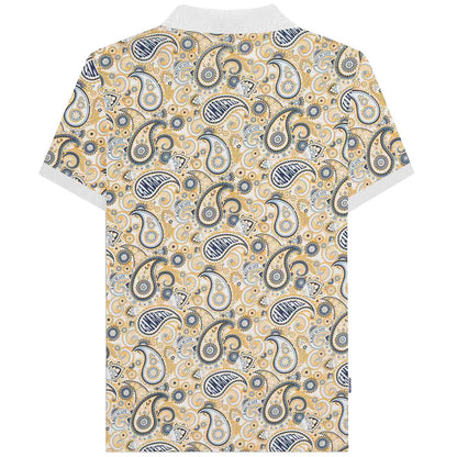 Lambretta Plus Size Paisley Brand Polo White/Navy