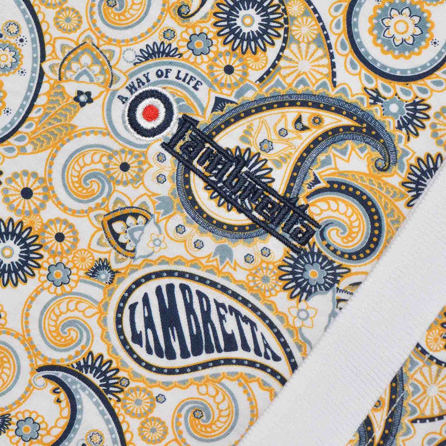 Lambretta Plus Size Paisley Brand Polo White/Navy
