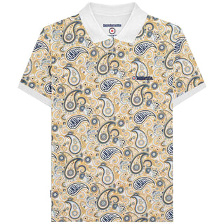 Lambretta Plus Size Paisley Brand Polo White/Navy
